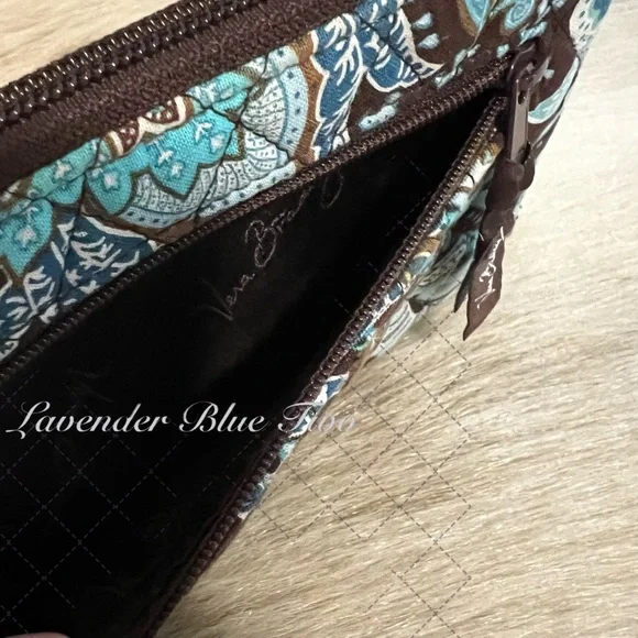 VERA BRADLEY Java Blue 2006 Zip Around Wallet Long Brown Floral Y2K Wristlet - Picture 4 of 11